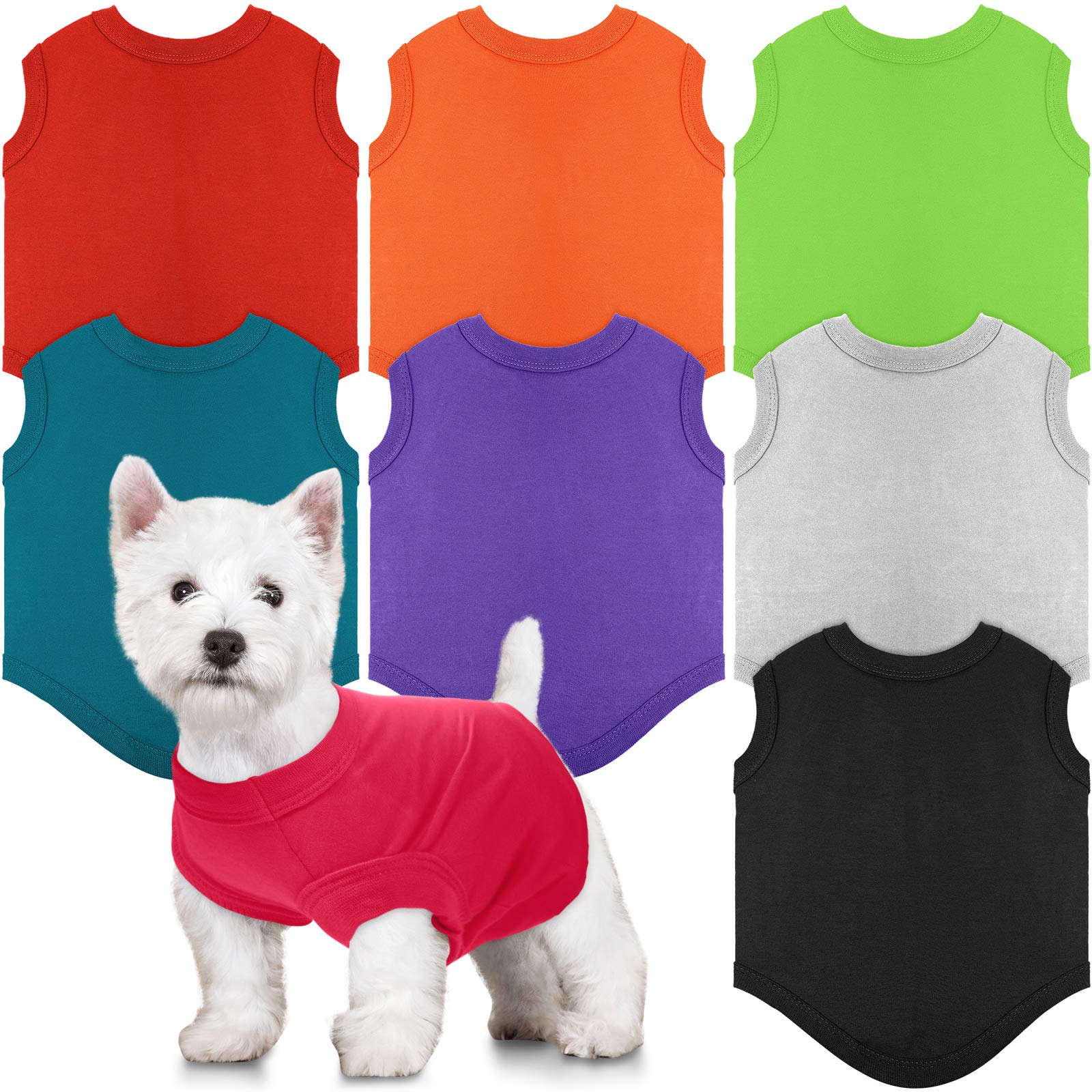 Photo 1 of 8 Pcs Dog Shirts Pet Puppy Blank Clothes Soft Dog T-Shirt Breathable Plain Summer Fall Winter Male Female Pet Shirts Cotton Puppy Clothes Outfit for Most Cats (XS)