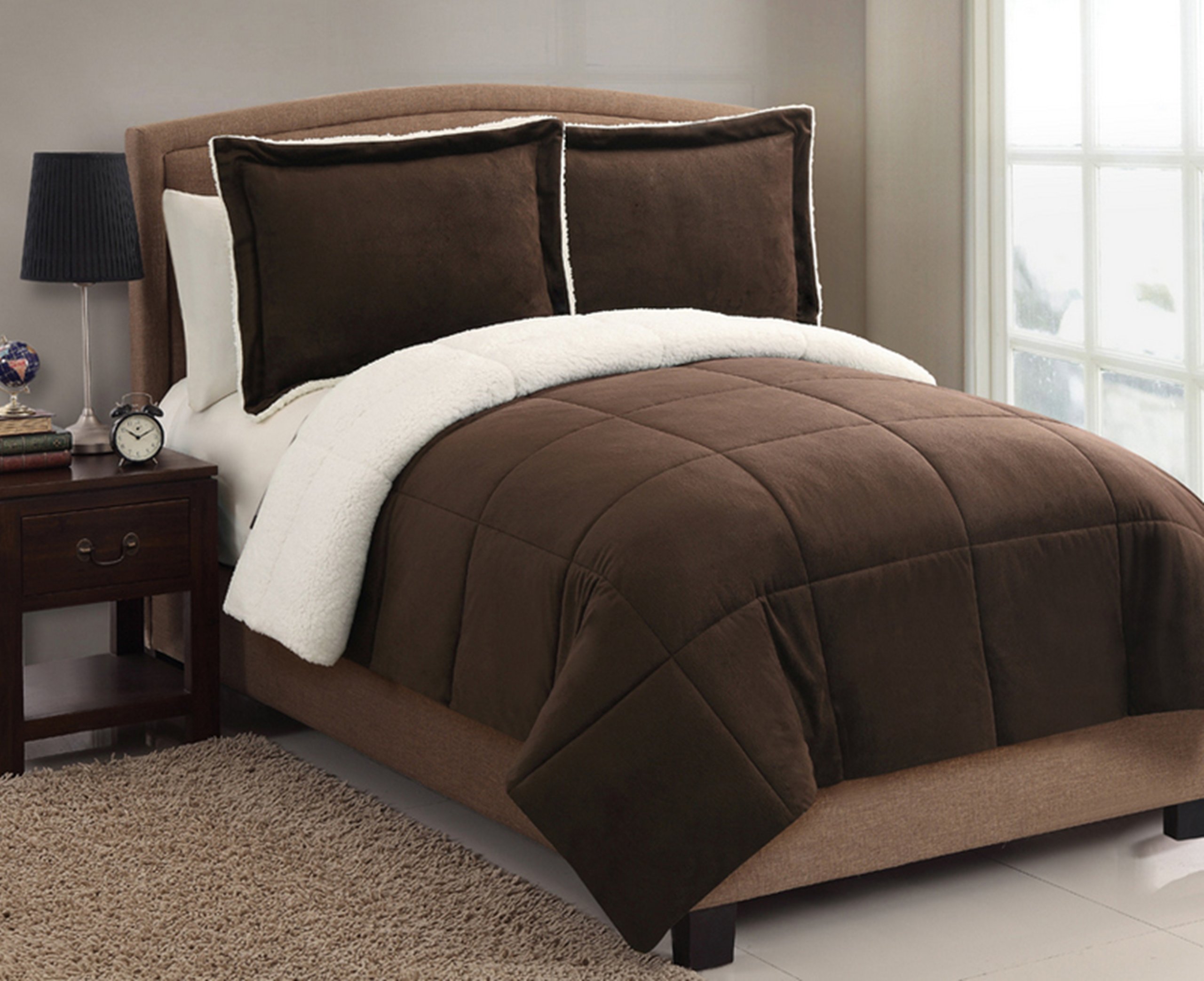 VCNY Home Micro Mink Reversible 2Piece Warm Sherpa Comforter Set, Twin