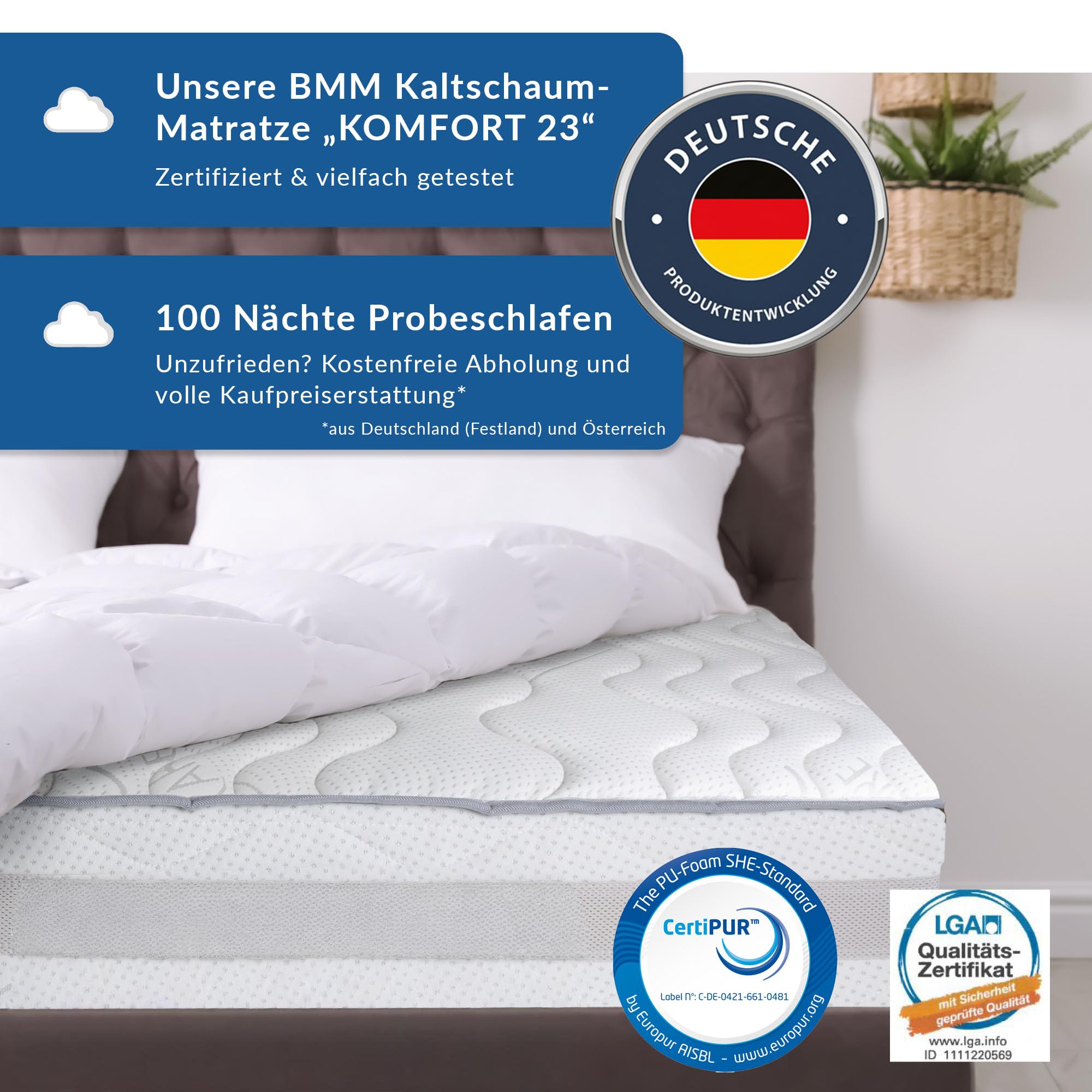 BMM Kaltschaummatratze Komfort 23 90x190 cm H2 23 cm RG35 7