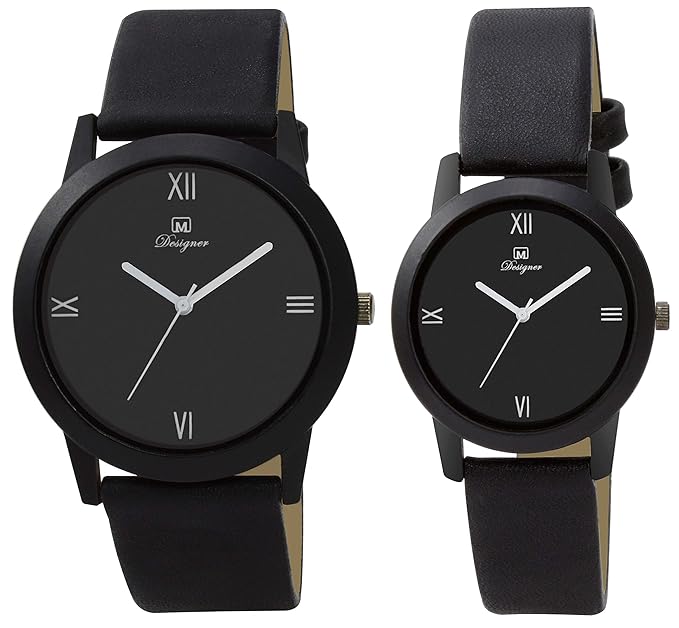 Om Designer Analogue Black Dial Men & Women Couple Watch OM-Unisex-BL-11