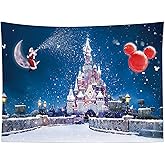HVEST Castle Tapestry Wall Hanging Dreamlike Magic House Christmas Fairy Wall Tapestry Winter Tapestries for Bedroom Living Room Dorm Party Wall Decor,80Wx60H inches