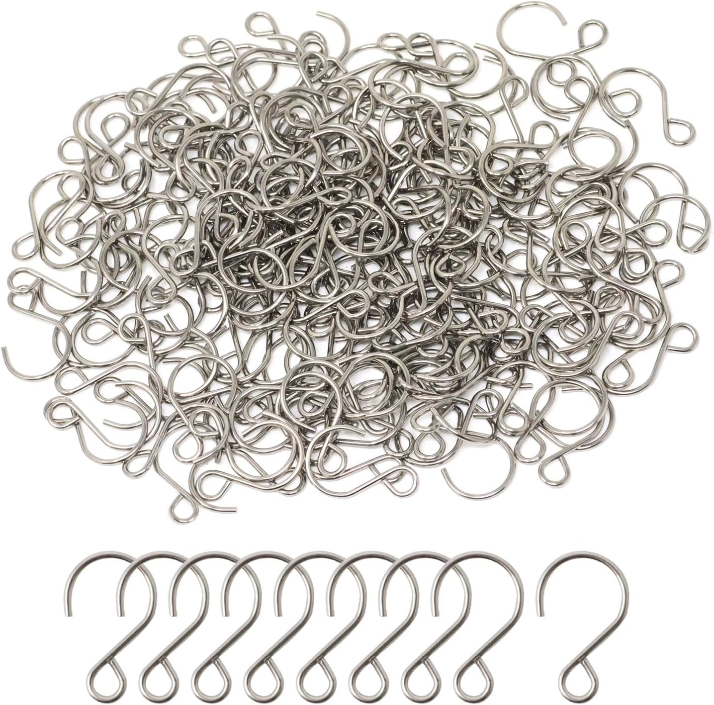 Ornament Hooks - Honbay 200PCS Mini S Shape Hooks Stainless Steel Tiny Ornament Hooks Crystal Bead Curtain Hooks for Suncatchers Chandelier Crystal Lamps and Christmas Tree Decoration