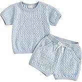 Fernvia Toddler Baby Girl Summer Clothes Solid Jacquard Short Sleeves T-Shirt Tops + Shorts 3 6 9 12 18 24 Months Outfits Set