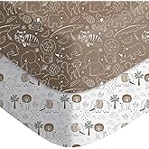 FILLEEP Baby Crib Sheets for Boys Girls Neutral, 2 Pack Crib Mattress Sheet for Standard Crib and Toddler Mattress, Super Soft Breathable Fitted Crib Sheet, 52" x 28"