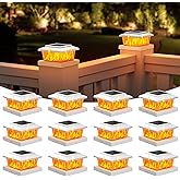 VOLISUN Solar Fence Post Lights 12pack, White Solar Deck Post Cap Flame Light Outdoor Waterproof, High Brightness Flickering 