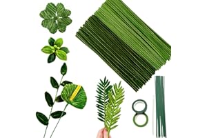 YYUENG TAK 200 pcs Green Pipe Cleaners(Dark & Light) and 20 Green Foral Wires,2 Gardening Tapes,hot Glue Stick,Pipe Cleaners for Crafts,Flower Making kit,Pipe Cleaner Flowers