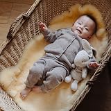 Nordic Sheep Baby Sheepskin Rug 80x60 cm | Natural Yellow Soft Cover view 2