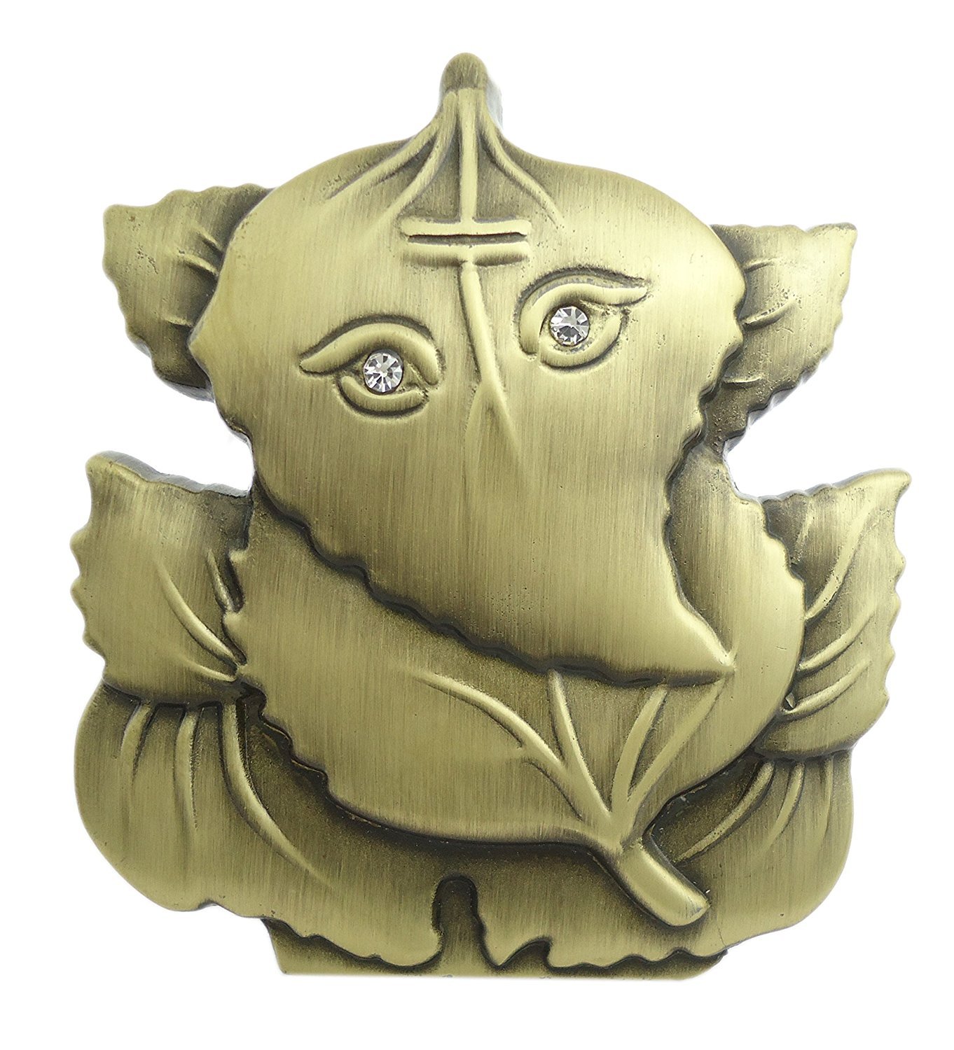 Purpledip Ganesha Statuette On Leaf For Car Dashboard, Home Temple Or Office Table; Unique Hindu Gift Ganapathi (10676)