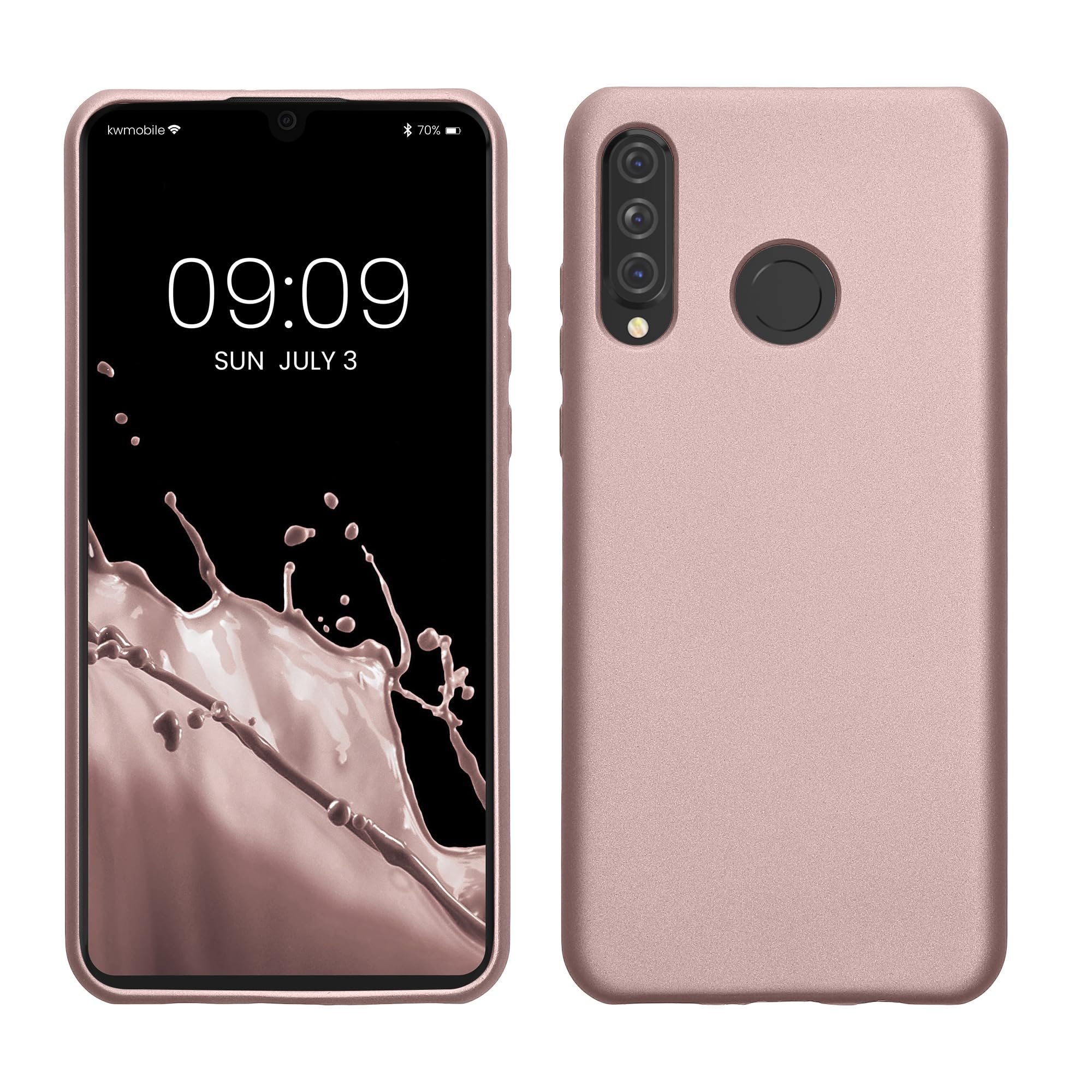kwmobile Case for Huawei P30 Lite Case - Soft Slim Metallic TPU Silicone Cover - Metallic Arctic Berry