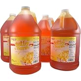 Snappy Butter Burst Popcorn Oil, Movie Theater Butter Oil for Machines and Stovetops, Naturally Colored with Beta Carotene, 1 Gallon, 4 Pack