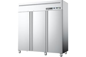 Coolake Commercial Refrigerator and Freezer Combo, 72" W Dual Temperature Zones, 54 Cu.ft 3 Door Stainless Steel Reach in Upright Freezer for Restaurant Bar Shop Kitchen Garage School Church