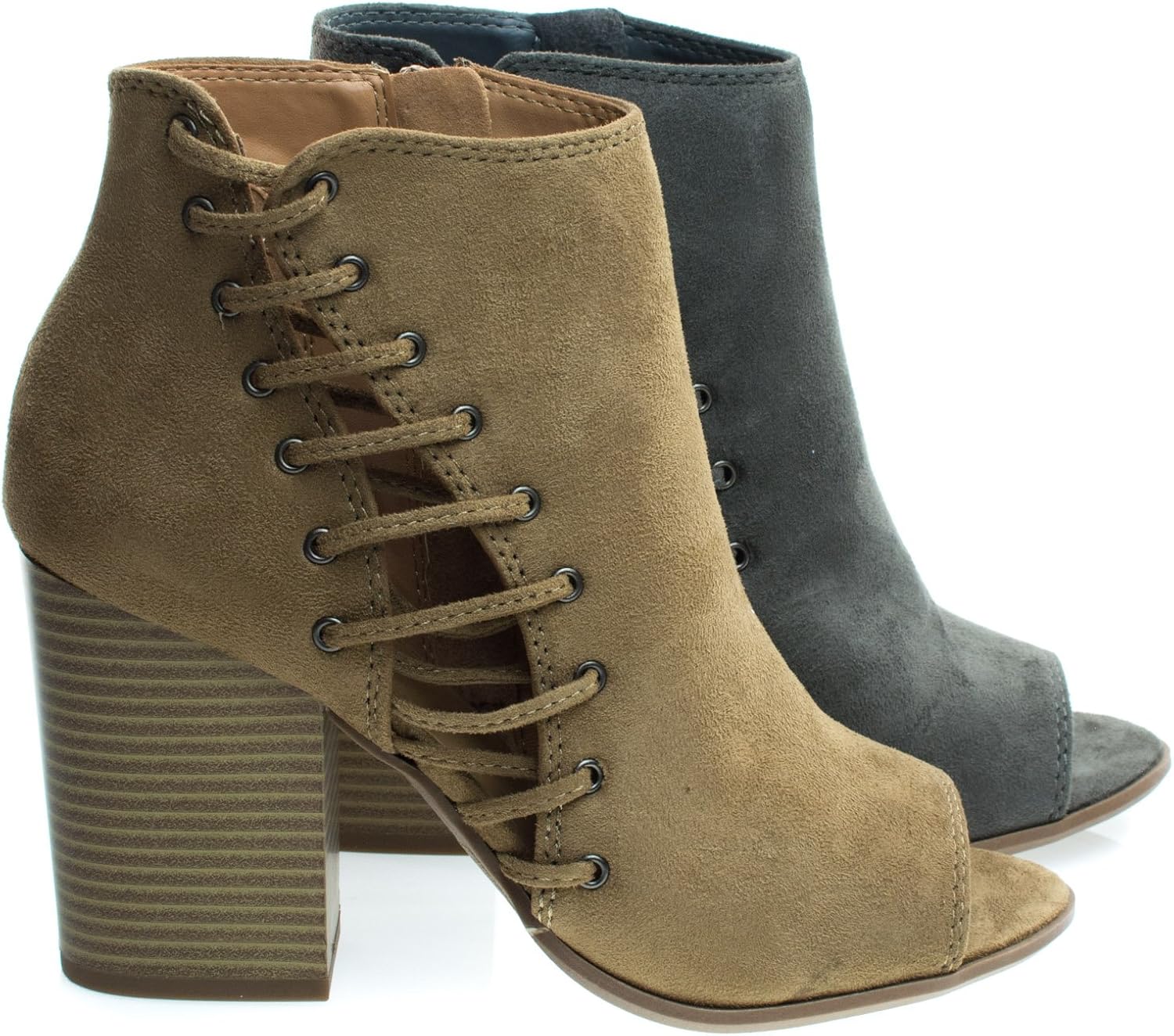 side cut out peep toe booties