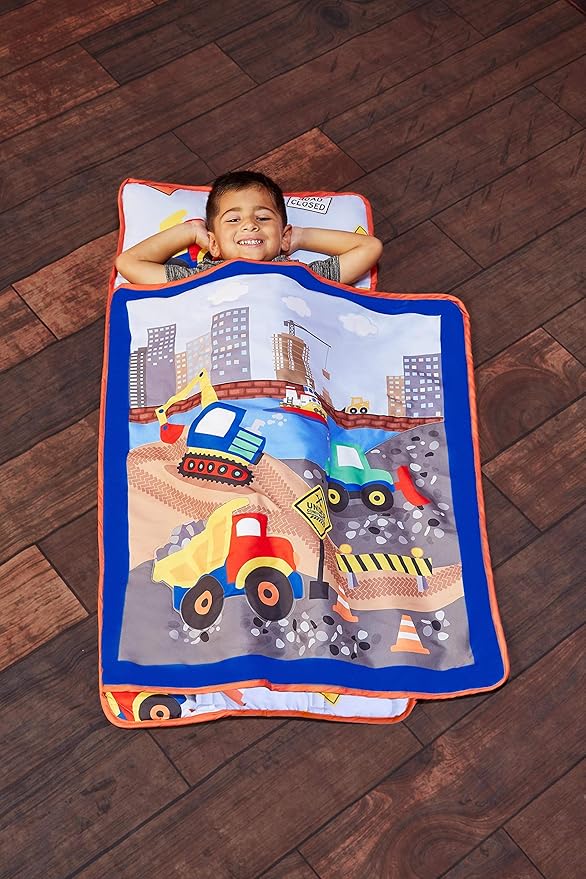 Everyday Kids Toddler Nap Mat with Removable Pillow Under Construction