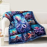 Octopus Blanket Gifts for Women Mom Girls Men Boys Birthday Christmas Valentine Present Ocean Animal Print Theme Decor Bedroom Living Room Couch Bed Sofa Soft Cozy Fleece Kids Adult Teen Throw 60"x50"