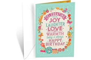 Prime Greetings Birthday Card For Women, Made in America, Eco-Friendly, Thick Card Stock with Premium Envelope 5in x 7.75in, Packaged in Protective Mailer