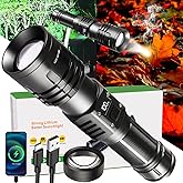 GZGLUZ Rechargeable LED Flashlights 10000.00 High Lumens with Ignition Lens,๐๐๐๐ ๐๐๐ฐ High Powered Waterproof Tactical Flashlight Spotlight Flashlight for Home,Stocking Stuffers Christmas