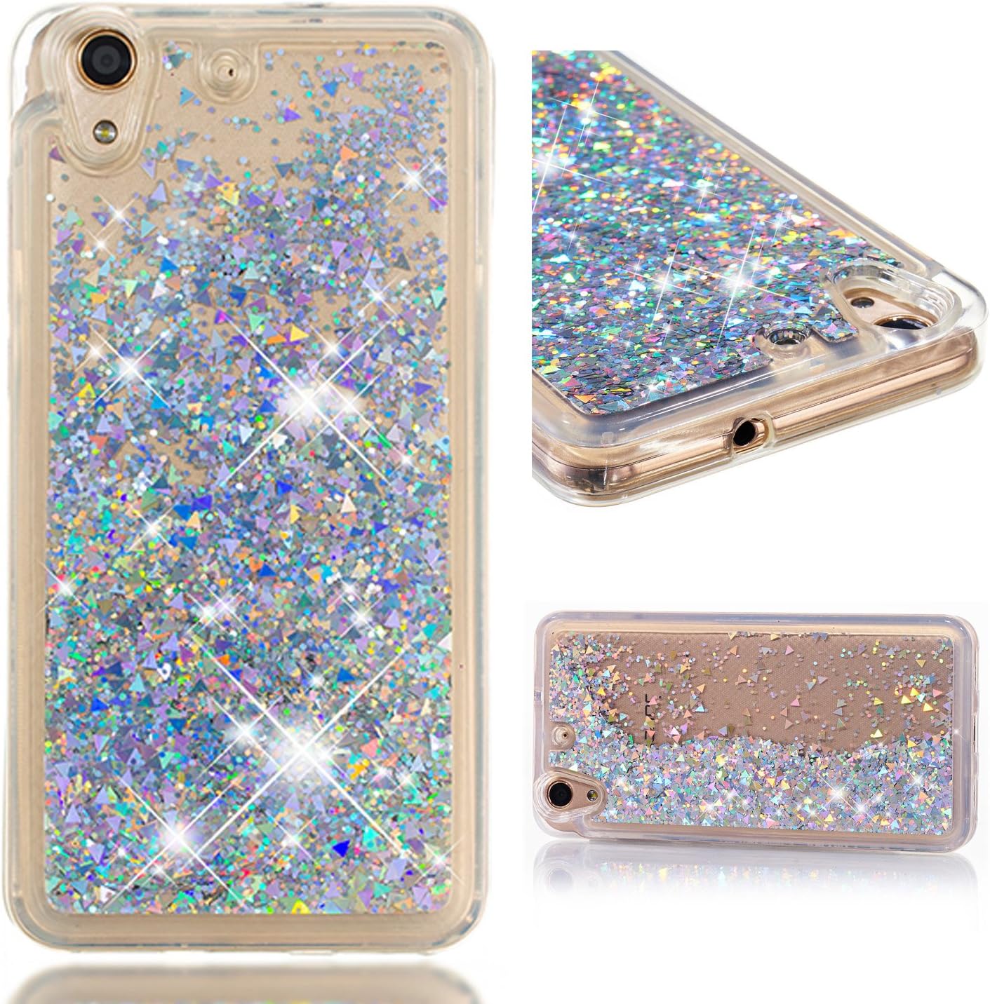 DAMONDY Huawei Y6 II Case,Honor 5A Case, 3D Moving Bling Liquid Glitter Floating Dynamic Flowing Love Heart Ultra Clear Soft TPU Case for Huawei Y6 II/Y6 2/Honor 5A-Silver