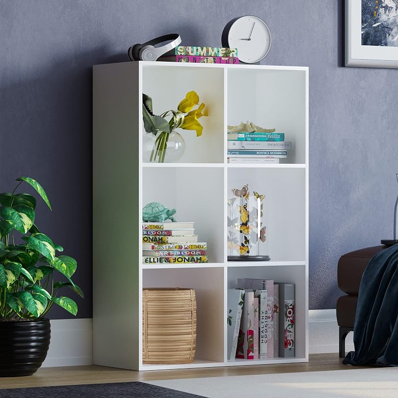 Vida Designs Durham 6 Cube Bookcase Storage Organiser White Living Room
