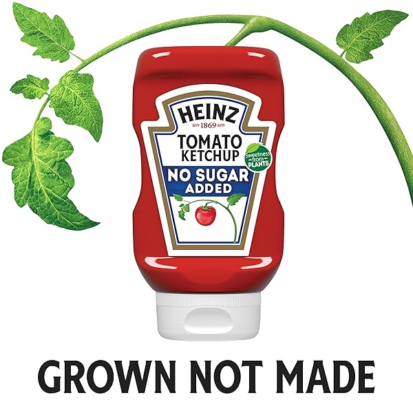 HEINZ TOMATO KETCHUP WITH NO SUGAR ADDED, 13 OZ BOTTLE