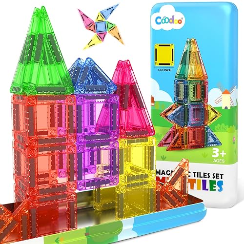 Magnetic Tiles for Kids Ages 4-8 Toddler Toys Magnetic Blocks Building Toy STEM Sensory Kids Toys Gift for Boys & Girls 3+ Year Old, Pocket-Sized Mini Tiles for Classroom Must Haves