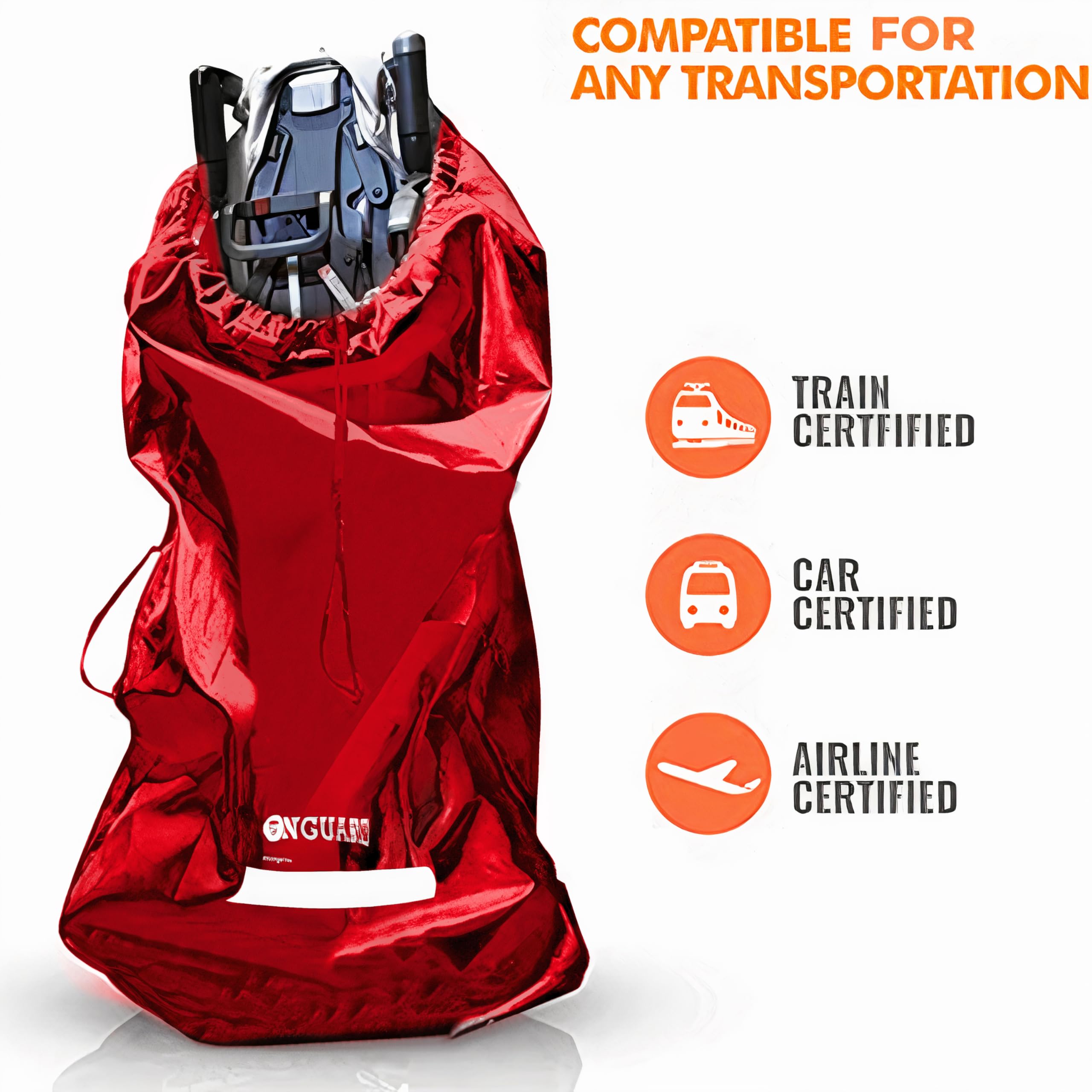 ONGUARD Waterproof Single and Double Stroller Bag for Airplane - Travel Stroller Cover - Airplane Stroller Travel System - Gate Check Stroller Bag - Baby Airplane Essentials - Red