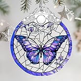 Christmas Ornaments: Stained Glass Ornament, Christmas Tree Ornament, Hanging Ornaments for Home Decor & Xmas Tree Decorations – Exquisite Holiday Decor, Gifts & Holiday Present - Butterfly