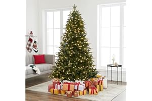 Naomi Home 6.5ft Christmas Tree with Lights, Realistic Fir Christmas Tree Prelit with 1292 Branch Tips, 350 Warm Lights and Metal Stand, Aritificial XmasTree, Árbol De Navidad