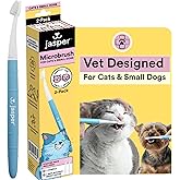 Jasper Microbrush Vet Approved Cat Toothbrush, Soft-Bristled Toothbrush Kit for Felines & Small Dogs, Non-Slip Handle with 2 