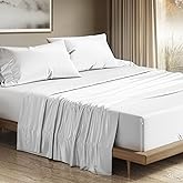 THREAD SPREAD 100% Egyptian Cotton Queen Sheets Set - 1200 Thread Count Luxury Egyptian Cotton Sheets Queen Size Deep Pocket (4 PC, White), Soft, Cooling, Sateen Weave High Thread Count Sheet Set