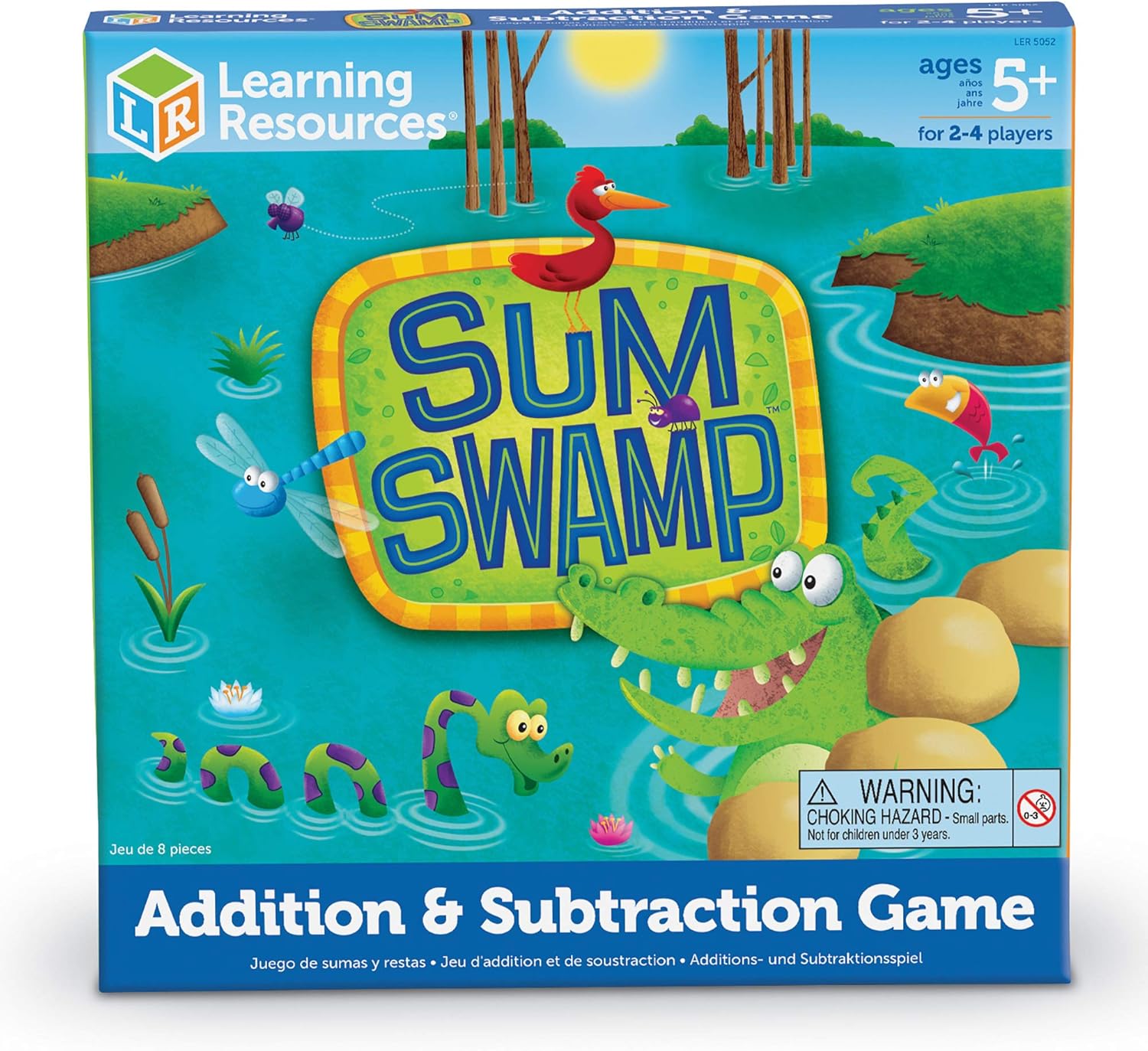 Learning Resources Sum Swamp Game, Homeschool, Addition/Subtraction, Early Math Skills, Math Games for Kids, Educational Board Games, 8 Pieces, Ages 5+: Office Products