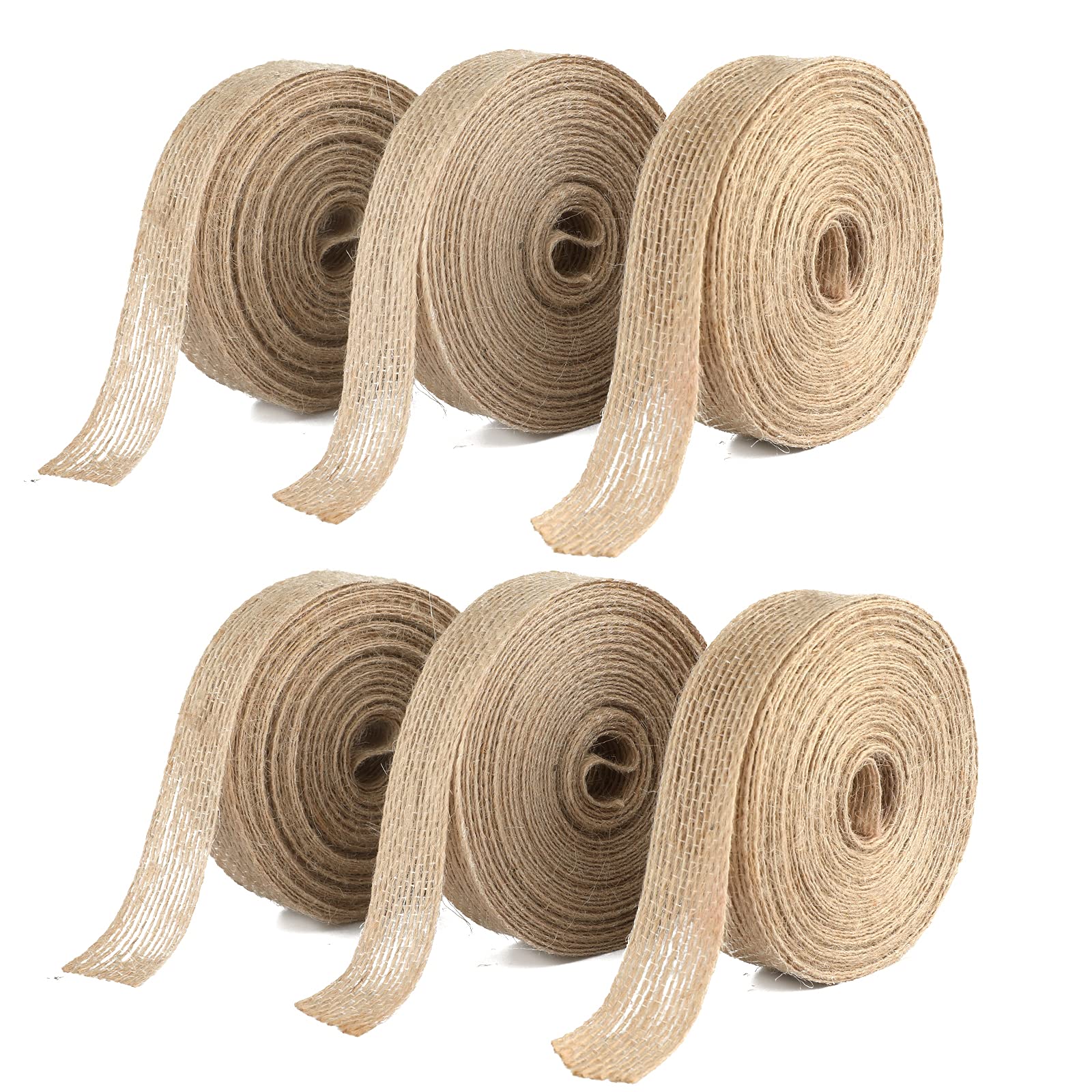 G2PLUS 20mm Natural Hessian Ribbon, 60M Jute Burlap Craft Ribbon for Crafting, Brown Rustic Jute Band for Prsents Wrapping, Christmas Wreaths Project — image 1