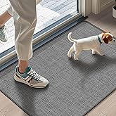 LEKEEPGO Ultra Thin Indoor Door Mat 17"x29", Low-Profile Door Mat Indoor Entrance, Non Slip Rubber Backing Inside Doormat Washable Welcome Front Entryway Dirt Trapper Entry Mat, Grey