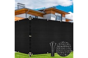 Duerer Privacy Fence Screen 6 x 50ft Black Fence Covering Heavy Duty 170GSM Commercial Windscreen Fencing Mesh Shade Net Cover, UV Protection 90% Blockage Outdoor Backyard, Patio with Cable Ties