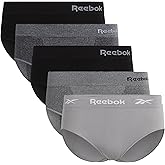 Reebok Hipster Panties for Women - 5 Pack Stretch Performance Seamless Underwear with Relaxed Tagless Waist (S-XL)