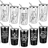 Meanplan 10 Set Christian Gift Bible Verse Tumbler Bulk 17oz Coffee Cup Religious Jesus Tumbler Inspirational Mug for Pastor Appreciation Day Men Women Church Teacher (Black and White, Bible Theme)