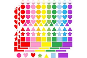 YSHIHE 2016 PCS Colored Shape Stickers 10 Colors 6 Shape Dot Stickers Color Coding Labels for Classroom,Office,Etc(Round,Hearts, Stars,Triangle,Square,Rectangle)