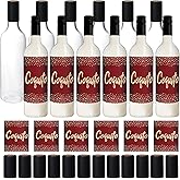 Maxcheck 12 Set 25 oz Christmas Coquito Bottles Plastic Wine Bottles Christmas Botellas Para Coquito with Caps Label Stickers 750ml Empty Brewing Container for Bar Party(Clear,Beautiful)