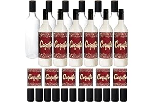 Maxcheck 44 Pcs 25 oz Vanilla Extract Bottles Plastic Wine Bottles Set with Label Stickers Airtight 750ml Empty Liquor with Lid for Christmas Party Decor(Clear,Beautiful)