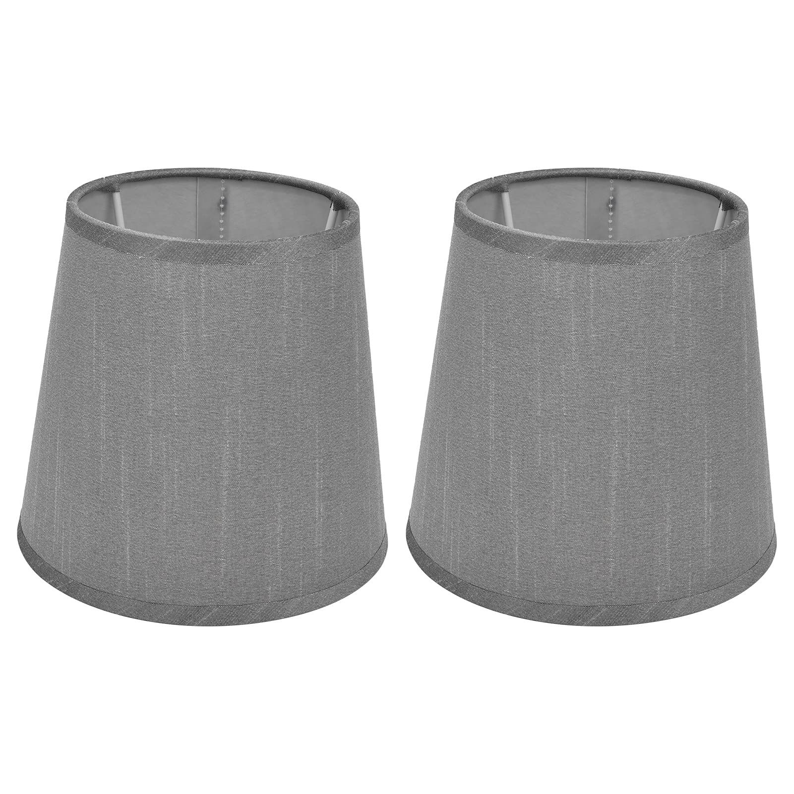 Tomotato Grey Fabric Lamp Shade, Elegant Tapered Light Shade with Soft Glow for E14 Bulbs, Modern Fabric Shade for Bedroom Living Room Office, Stylish Home Decor Accessory