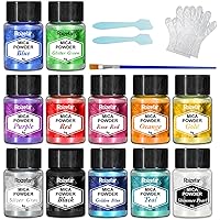 Roizefar Mica Powder - 12 Colors x 5 g Pearlescent Resin Color Pigment - Glitter Mica Powder for Epoxy, Soap Paint, Nail Poli