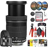 Canon EF-S 18-135mm f/3.5-5.6 is Lens Starter Bundle | For Photography &amp; Video + 64GB Extreme Pro Memory Card + Backpack + Tripod + Cleaning Kit + Filter Kit + Card Reader + More