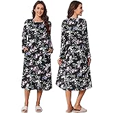 Deyeek Hospital Gowns for Women Tear Away Snap Open Back Dress Long Sleeve Post Surgery Adaptive Nightgown with Pockets