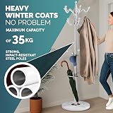 CASARIA Elegant Curved Coat Rack with Marble Base, 14 Rotatable Hangers, White view 6