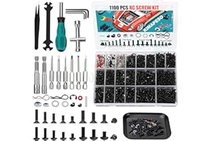 KIMAPESO 1100 PCS RC Screw Kit and RC Screwdrivers Repair Set with Aluminium Screw Tray for Traxxas Axial Redcat Arrma HPI HSP SCX10 RC4WD 1/8 1/10 1/12 1/16 Scale RC Crawler Truck Buggy Car