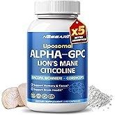 NESSARIT Liposomal Alpha-GPC, Lion’s Mane, Citicoline, Bacopa Monnieri & Cordyceps – Support Memory, Focus & Brain Health – 150 Capsules*