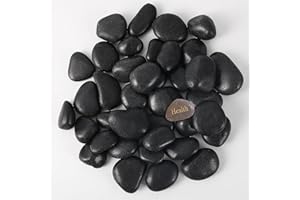 SIDONG 5 lbs Black River Rocks, 1.2-2 Inches Polished Pebbles for Indoor Plants, Aquarium Rocks Used in Fish Tank, Decorative Stones for Plants, Vases, Home Décor, Crafting, Garden Landscaping