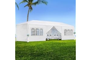 DOREDO 10'x30' Outdoor Party Tent, Large Wedding Birthday Tents for Parties, White Canopy Tent with 8 Removable Sidewalls & Transparent Windows, Outside Gazebo Event Tent for Garden, Patio and Backyard