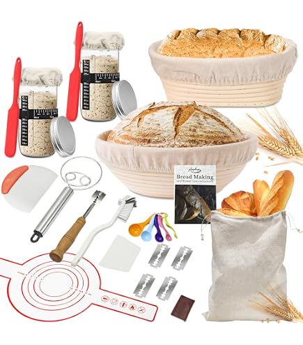 2 Paniers à Pain En Rotin Naturel Avec Doublure Lin - Banneton Rond Pour Fermentation Pain
