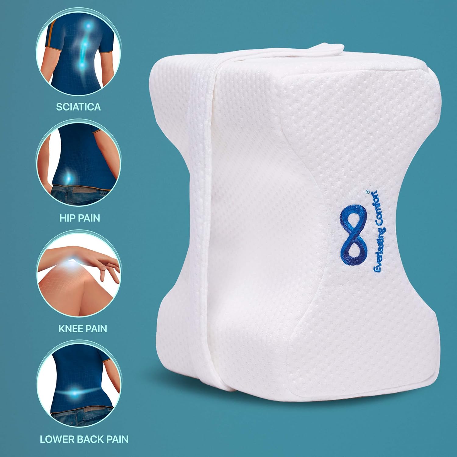 Everlasting Comfort 100 Pure Memory Foam Knee Pillow with Adjustable