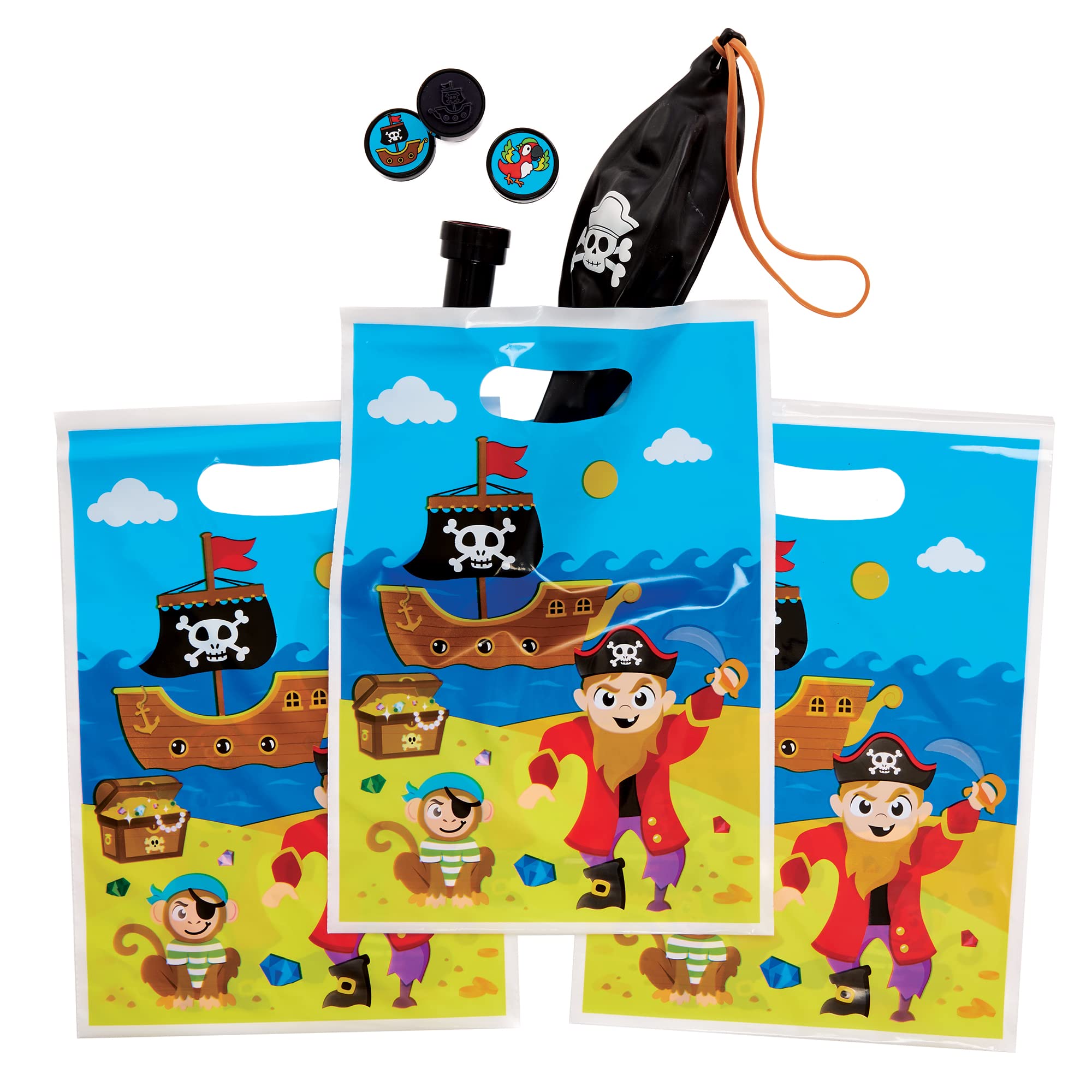 Baker Ross FX643 Pirate Party Loot Bags - Pack of 10, Pirate Party Bags Multipack for Kids — image 1
